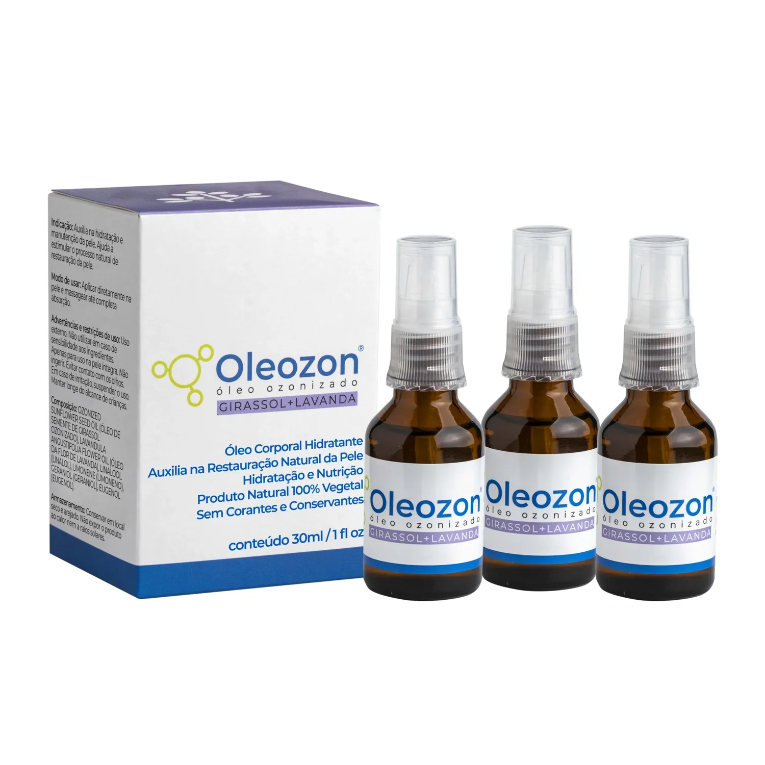 Óleo Ozonizado Kit 2 Sem Fragrância e 1 Lavanda Oleozon